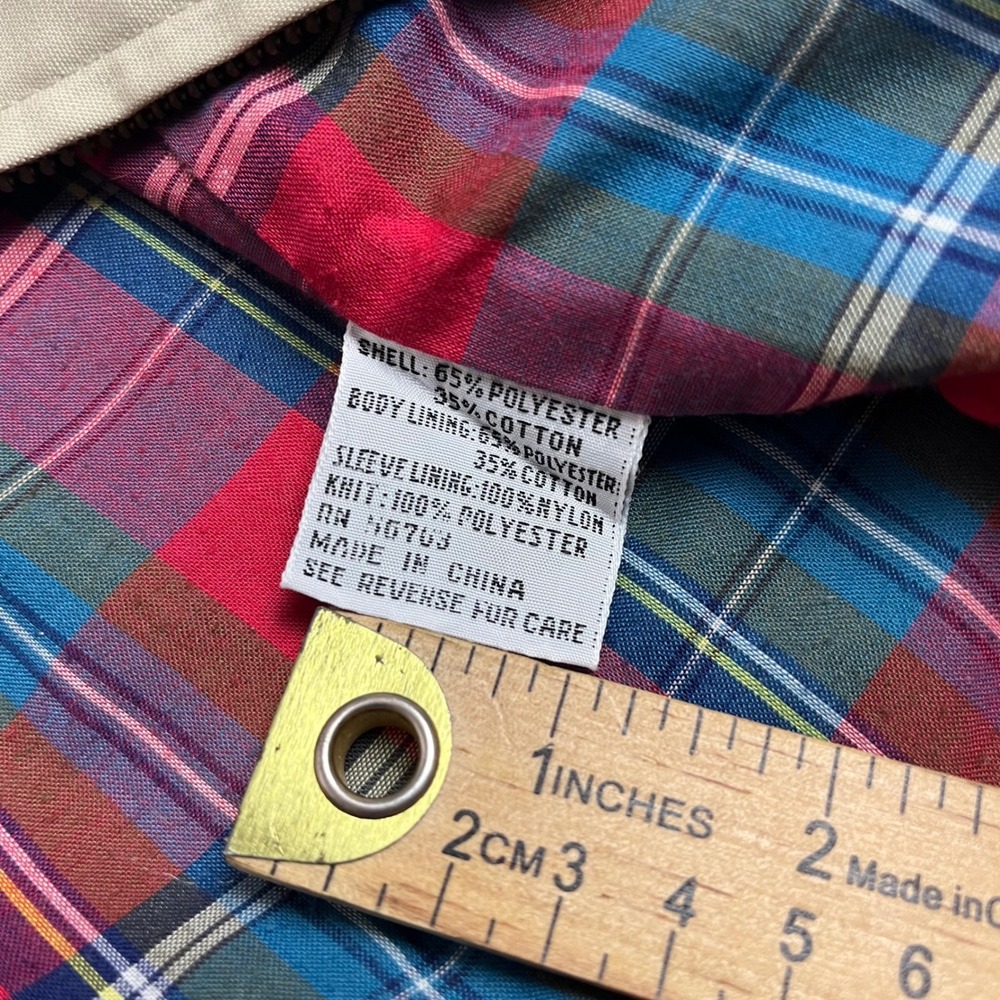 COOPER SPORTSWEAR Mens Beige Harrington Jacket Plaid Lined Size XL - Picture 12 of 13